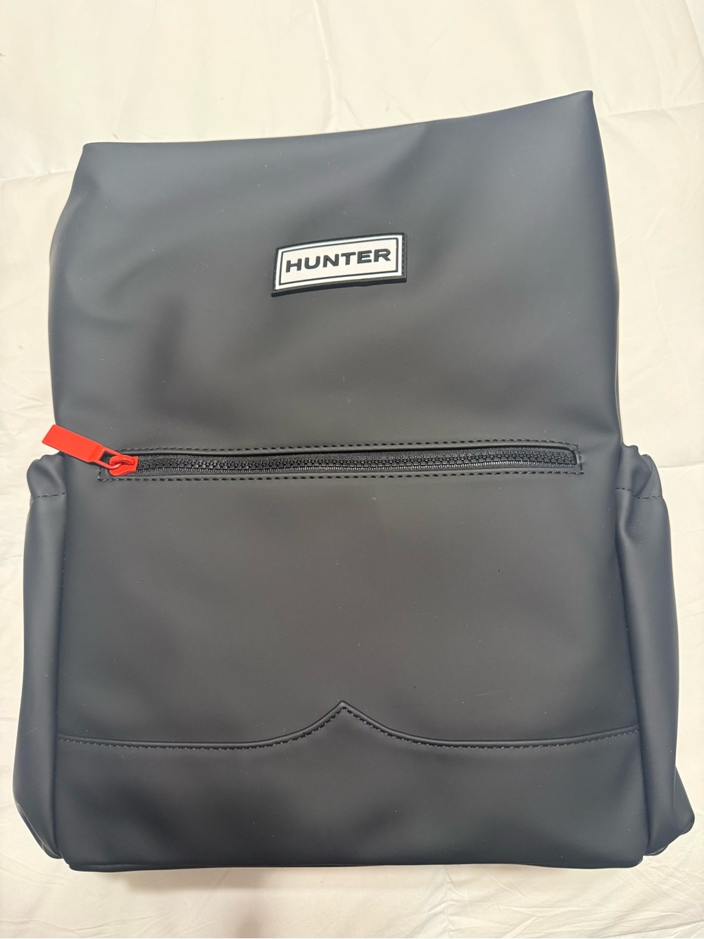 Hunter Black Backpack with Red Zipper Pull